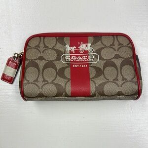 Coach Signature Brown and Red Wallet